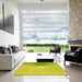 Square Patterned Pistachio Green Rug in a Living Room, pat494yw