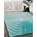 Machine Washable Transitional Deep-Sea Green Rug in a Family Room, wshpat494