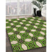 Machine Washable Transitional Army Green Rug in a Family Room, wshpat495brn