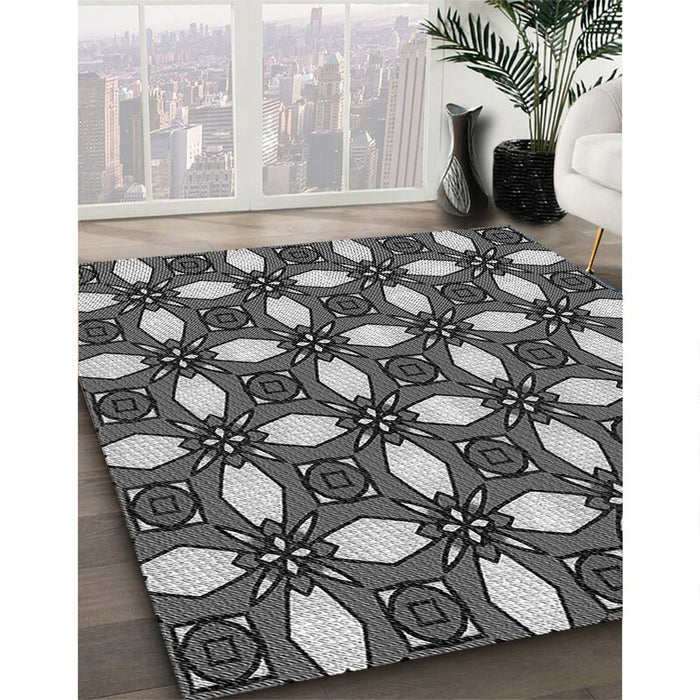Machine Washable Transitional Dark Gray Black Rug in a Family Room, wshpat495gry
