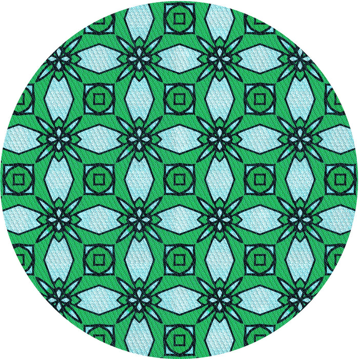 Square Patterned Lime Mint Green Rug, pat495lblu