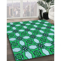 Patterned Lime Mint Green Rug, pat495lblu