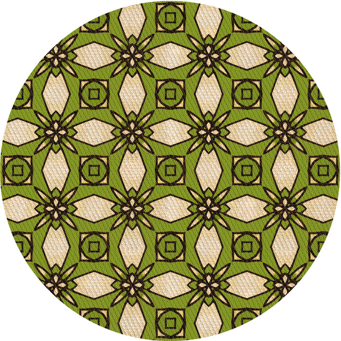 Square Patterned Avocado Green Rug, pat495org