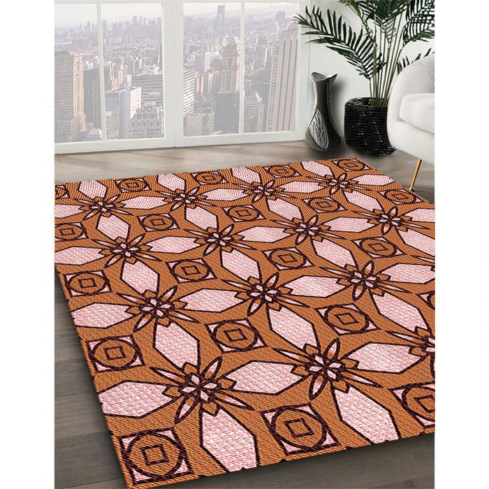 Machine Washable Transitional Light Salmon Rose Pink Rug in a Family Room, wshpat495rd