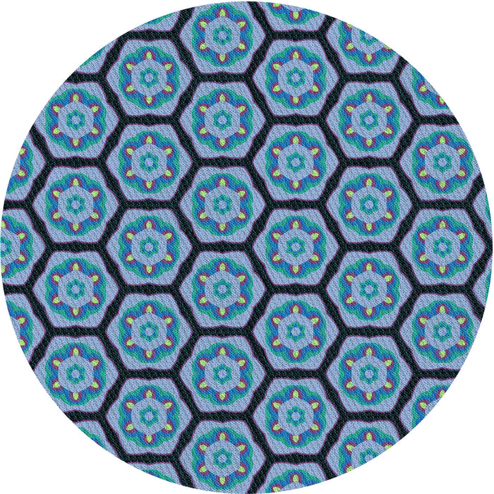 Square Patterned Dark Slate Blue Purple Rug, pat496lblu