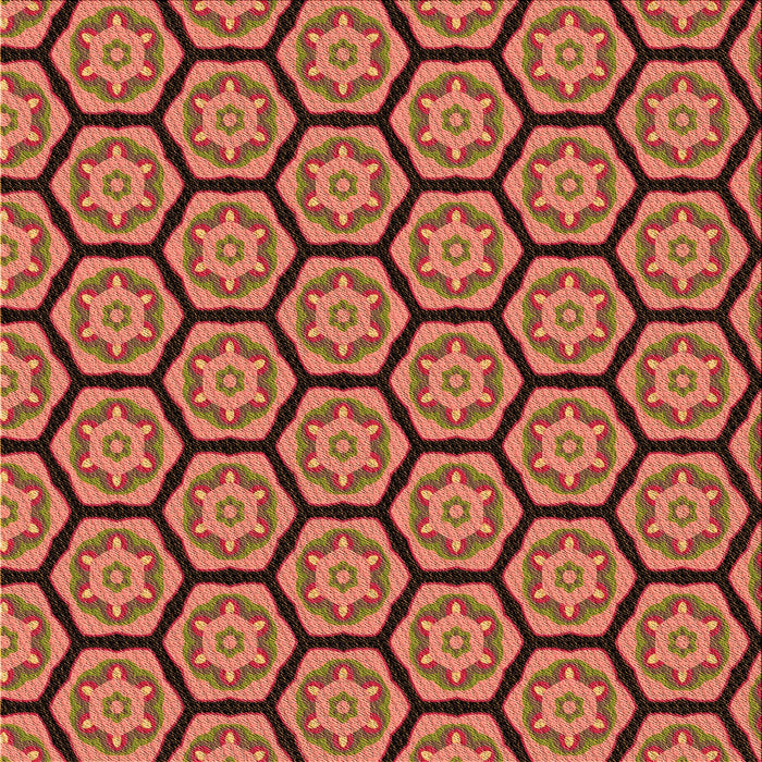 Round Patterned Tomato Red Rug, pat496org