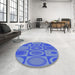 Round Patterned Sky Blue Rug in a Office, pat497blu