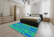 Patterned Blue Rug in a Bedroom, pat497lblu