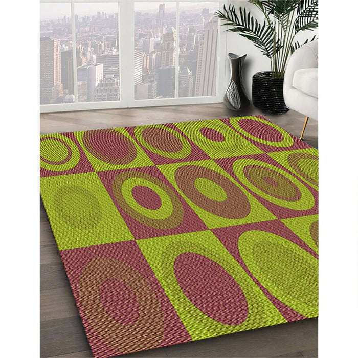 Patterned Pistachio Green Rug in Family Room, pat497org