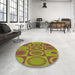 Round Patterned Pistachio Green Rug in a Office, pat497org