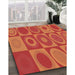 Patterned Bright Orange Rug in Family Room, pat497rd