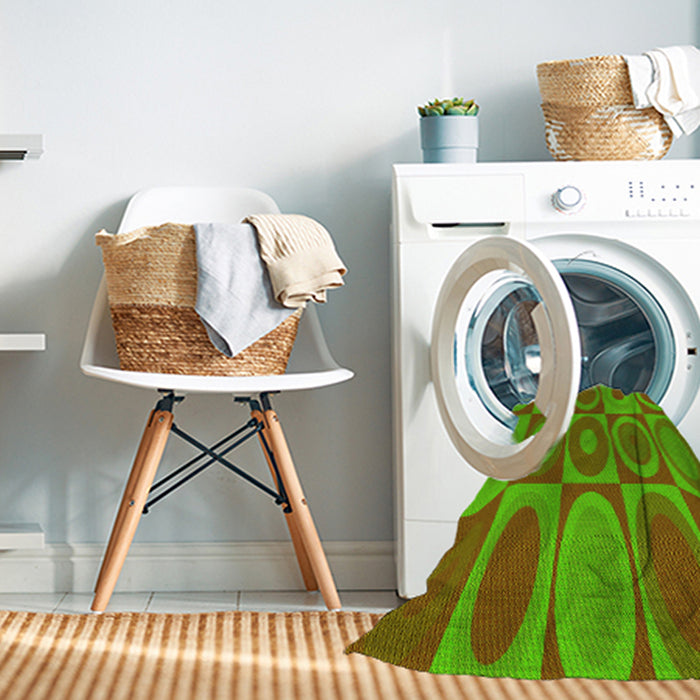 Machine Washable Transitional Dark Yellow Green Rug in a Washing Machine, wshpat497yw