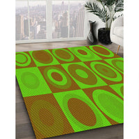 Patterned Dark Yellow Green Rug, pat497yw