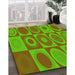 Patterned Dark Yellow Green Rug in Family Room, pat497yw