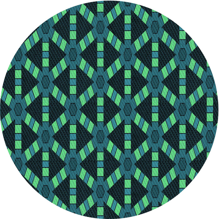 Square Patterned Deep Teal Green Rug, pat498lblu