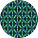 Square Patterned Deep Teal Green Rug, pat498lblu