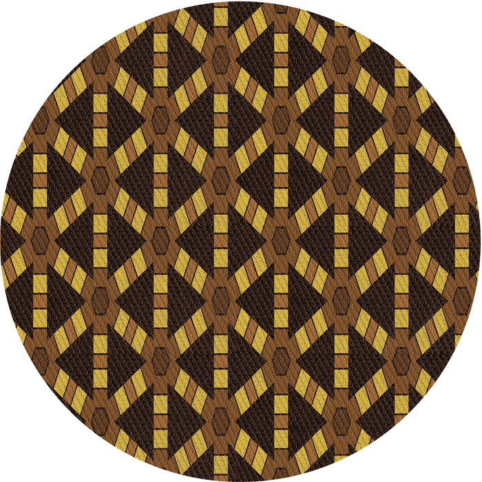 Square Patterned Black Brown Rug, pat498org