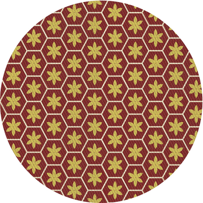 Square Patterned Red Rug, pat499brn