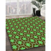 Machine Washable Transitional Green Rug in a Family Room, wshpat499grn