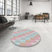 Round Machine Washable Transitional Gainsboro Gray Rug in a Office, wshpat49