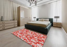 Patterned Neon Red Novelty Rug in a Bedroom, pat4
