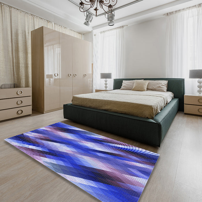 Patterned Purple Mimosa Purple Rug in Family Room, pat50blu