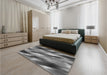 Patterned Dark Gray Rug in a Bedroom, pat50gry