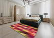 Patterned Crimson Red Rug in Family Room, pat50org