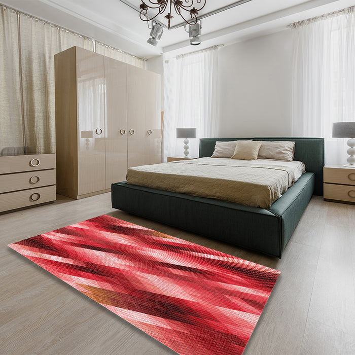 Patterned Red Rug in Family Room, pat50rd