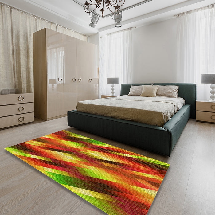 Patterned Red Rug in a Bedroom, pat50yw