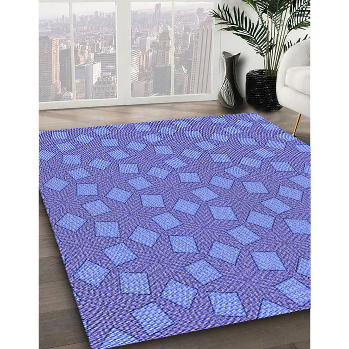 Patterned Sky Blue Rug in Family Room, pat500blu