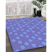 Patterned Sky Blue Rug in Family Room, pat500blu