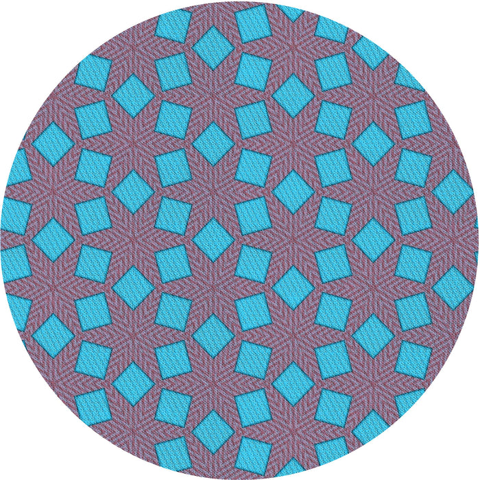 Square Patterned Bright Turquoise Blue Rug, pat500lblu