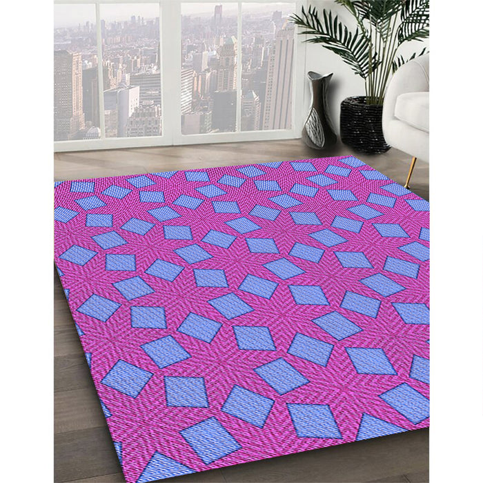 Patterned Fuchsia Magenta Purple Rug in Family Room, pat500pur
