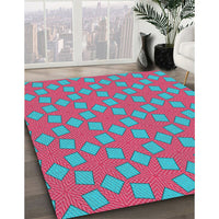 Patterned Blue Turquoise Green Novelty Rug, pat500