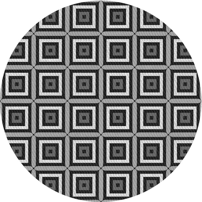 Square Patterned Charcoal Black Rug, pat501gry