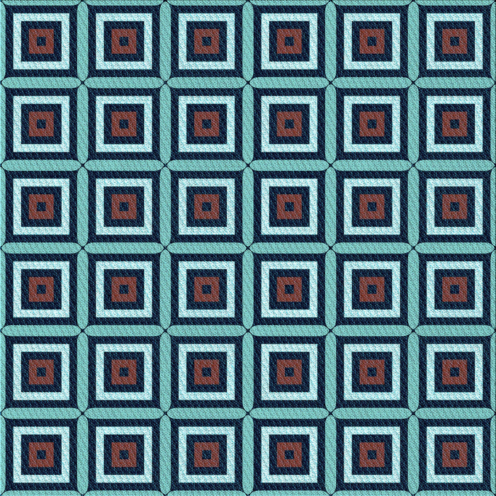 Round Patterned Deep-Sea Blue Rug, pat501lblu