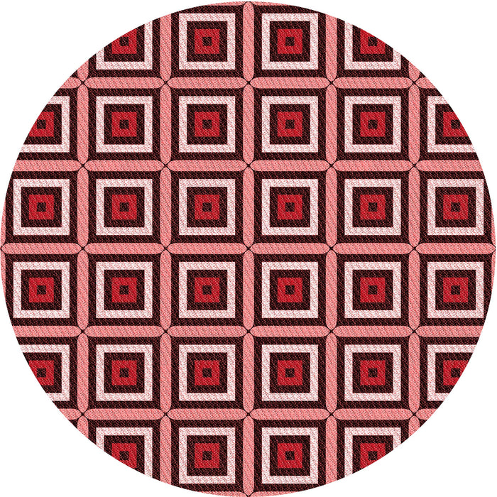 Square Patterned Light Coral Pink Rug, pat501rd