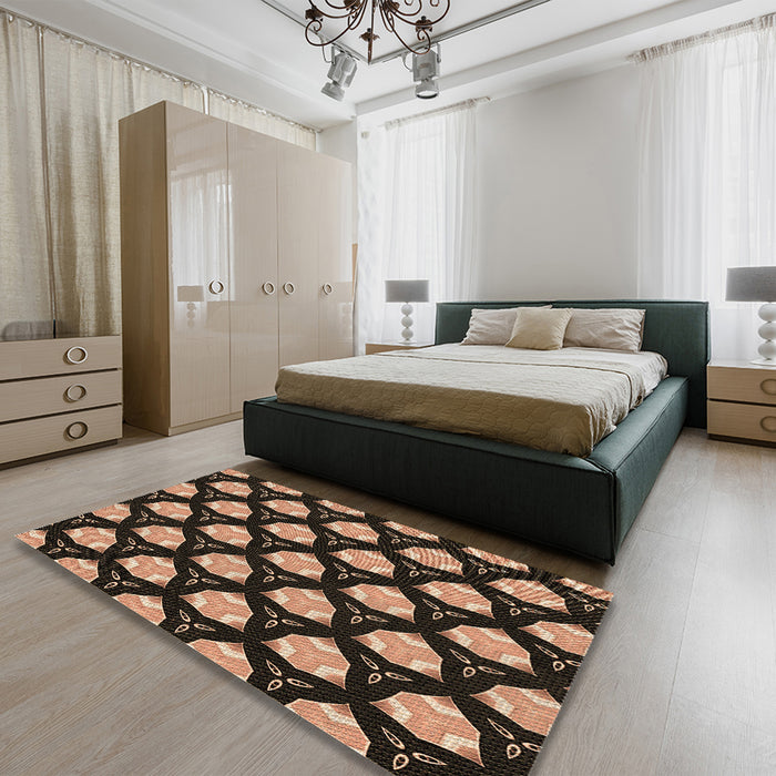 Patterned Brown Sand Brown Rug in a Bedroom, pat503brn