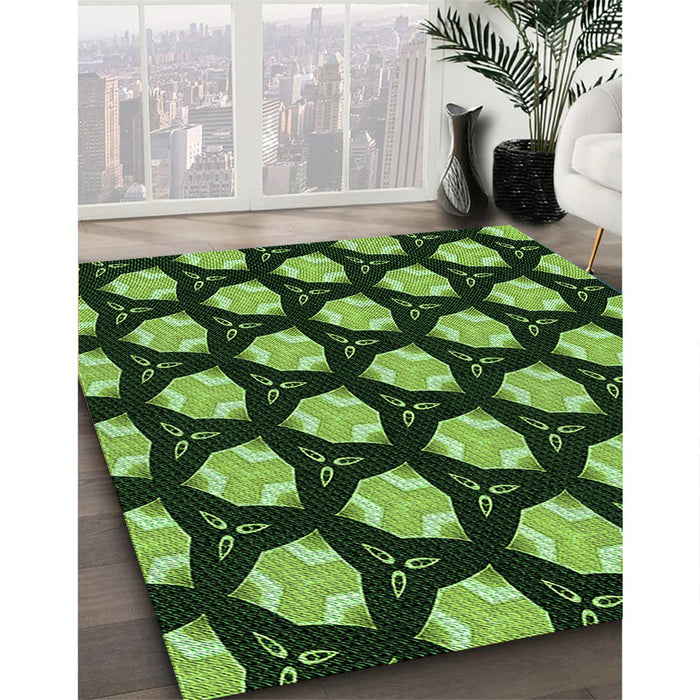 Machine Washable Transitional Green Rug in a Family Room, wshpat503grn