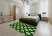 Patterned Green Rug in a Bedroom, pat503grn