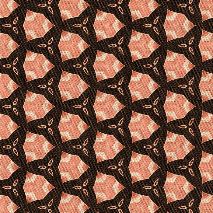 Round Patterned Orange Rug, pat503org