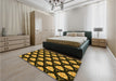 Patterned Black Brown Rug in a Bedroom, pat503yw