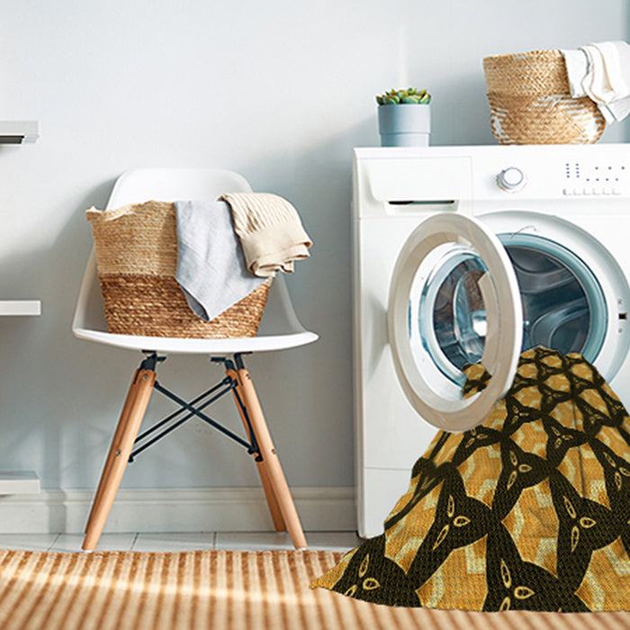 Machine Washable Transitional Black Brown Rug in a Washing Machine, wshpat503yw