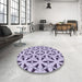 Round Patterned Purple Rug in a Office, pat504blu