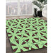 Patterned Fern Green Rug in Family Room, pat504lblu