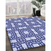 Patterned Sapphire Blue Rug in Family Room, pat505blu