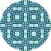 Square Patterned Teal Green Rug, pat505lblu