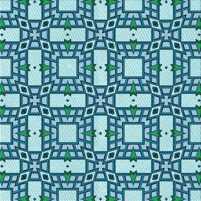 Round Patterned Teal Green Rug, pat505lblu