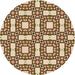 Square Patterned Dark Bronze Brown Rug, pat505org